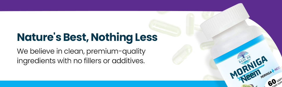 Moringa and Neem Capsules - Rich in Antioxidants Multi Minerals & Vitamins - Green Superfood - Supports Energy, Skin Health, Gut Health and Much More - 30 Days