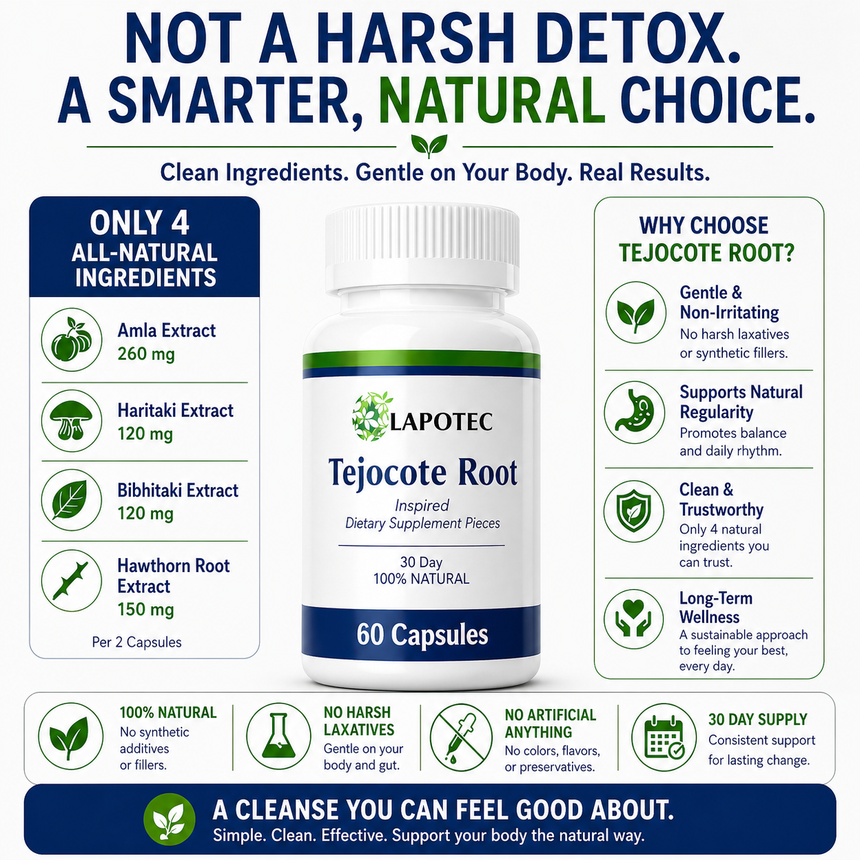 LAPOTEC Tejocote Inspired Line - Hawthorn Root Powder, Triphela Root Powder  – 60 Capsules