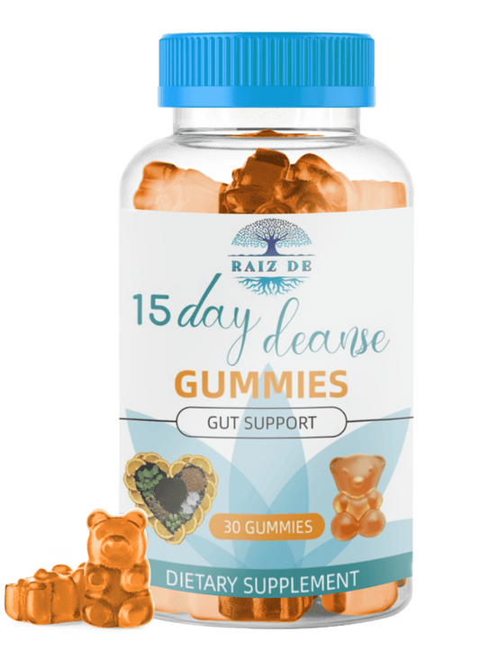 Raiz DE 15 Day Cleanse Gummies - Gut and Colon Support - Advanced Gut Cleanse Detox for Women & Men with Senna, Cascara Sagrada. Psyllium Husk, MCT Oil, Probiotics and More. Orange Flavor