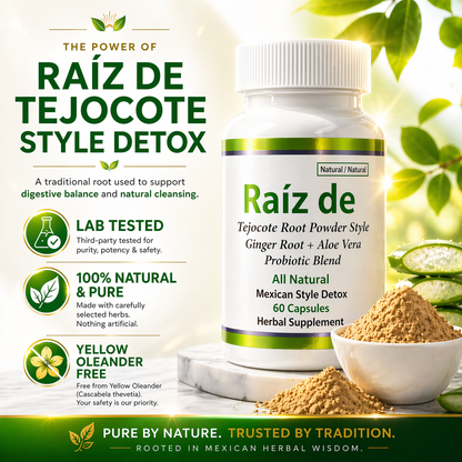 Raíz De Tejocote Style Detox Capsules – Hawthorn, Ginger, Aloe Vera & Probiotics (60 Capsules)