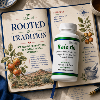 Raíz De Tejocote Style Detox Capsules – Hawthorn, Ginger, Aloe Vera & Probiotics (60 Capsules)