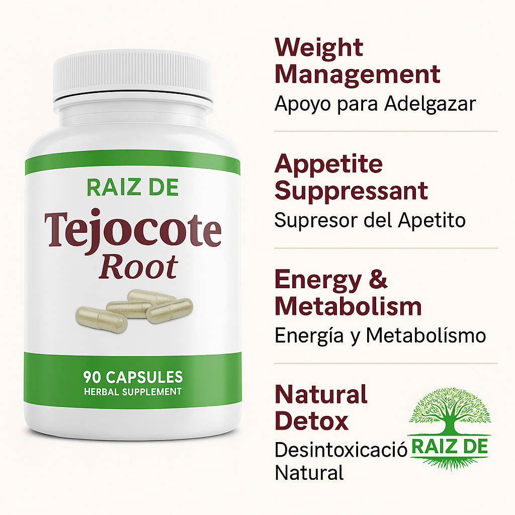 Raiz DE™ Tejocote Root Capsules Premium Herbal Supplement -  Lab Tested, Natural and Healthy Detox Supplements - 90 Raiz de Tejocote Root en Forma de Capsulas