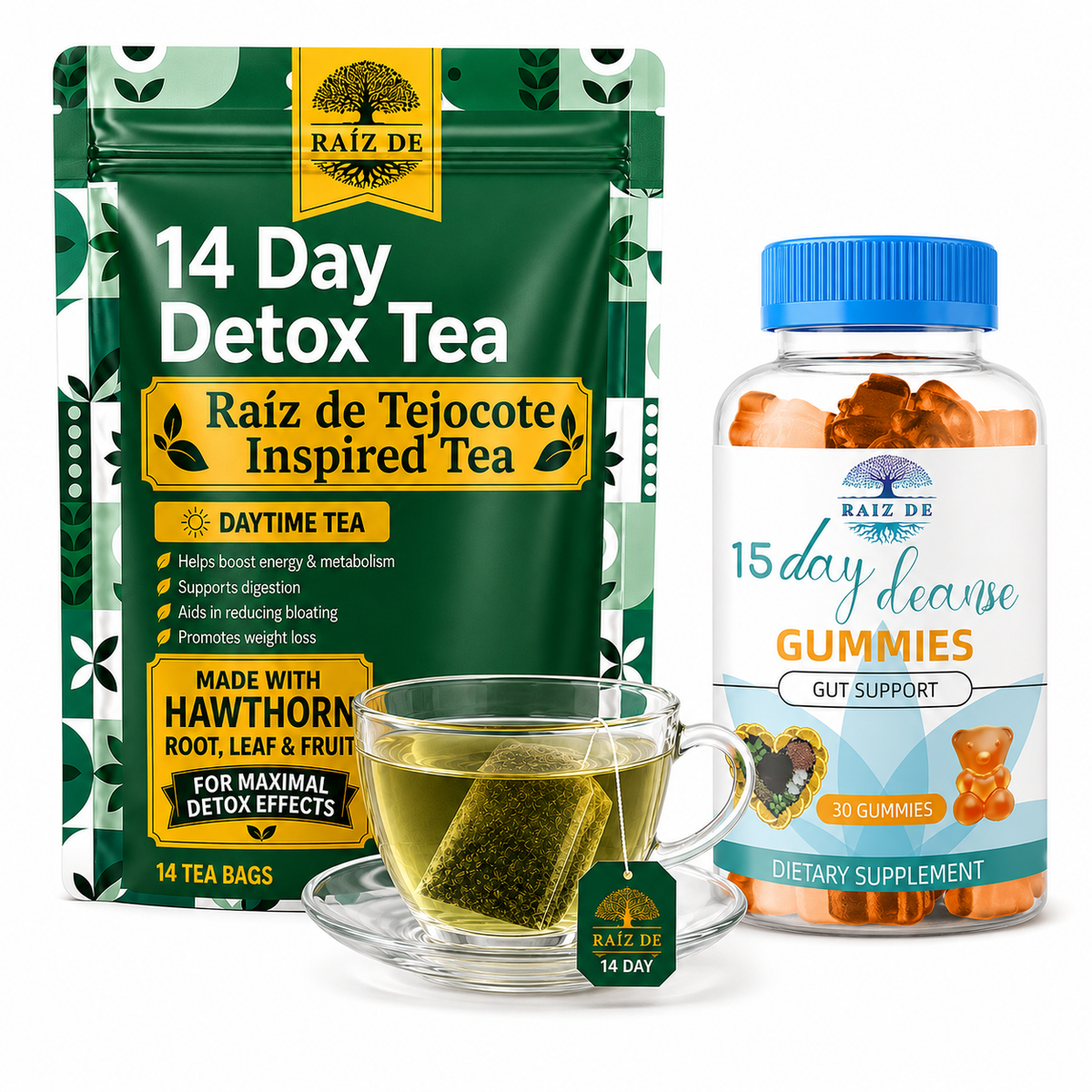 15-Day Cleanse Gummies & 14-Day Herbal Detox Tea | Complete Cleanse System