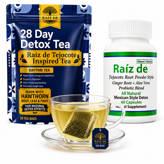 Raíz de Tejocote Inspired 28-Day Detox Bundle – Detox Tea + 60 Capsule Botanical Blend