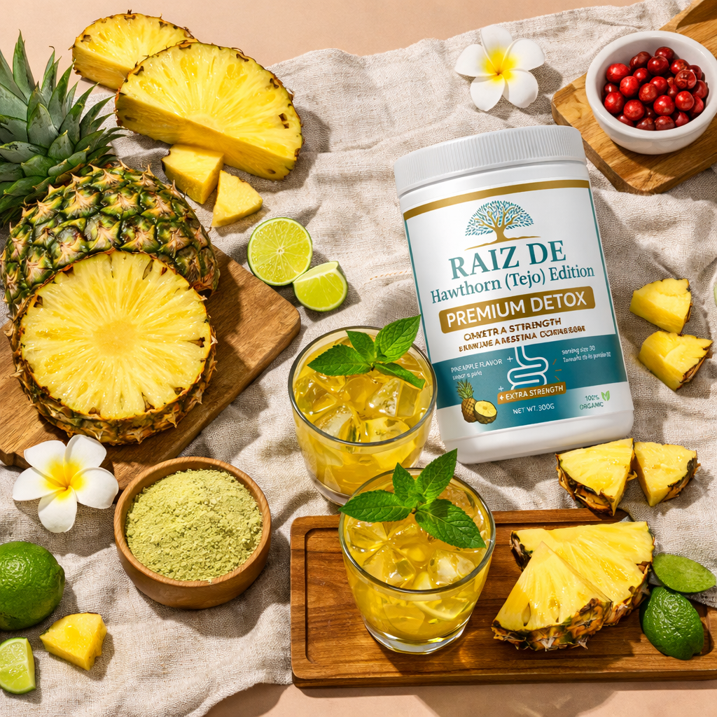 Raiz De Tejocote Inspired Premium Detox Herbal Powder – Hawthorn Edition – Plant-Based Digestive & Gut Support – Pineapple Flavor – All Natural Formula – 300g