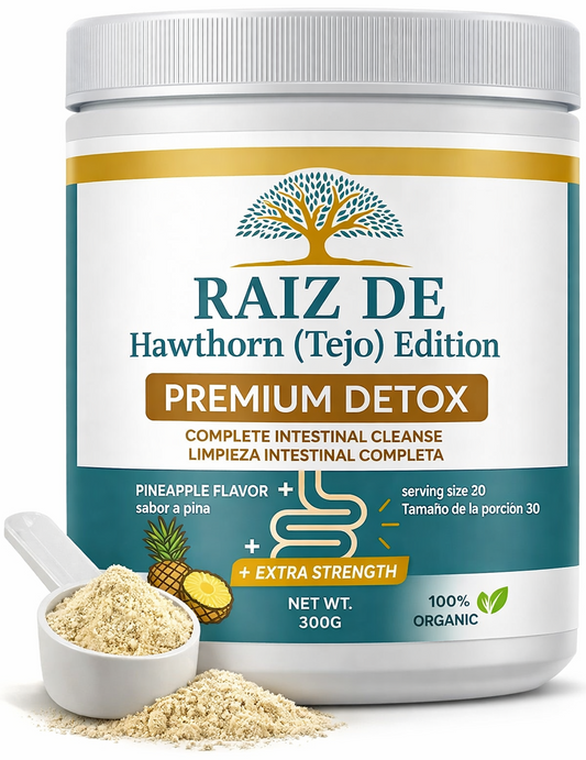 Raiz De Tejocote Inspired Premium Detox Herbal Powder – Hawthorn Edition – Plant-Based Digestive & Gut Support – Pineapple Flavor – All Natural Formula – 300g
