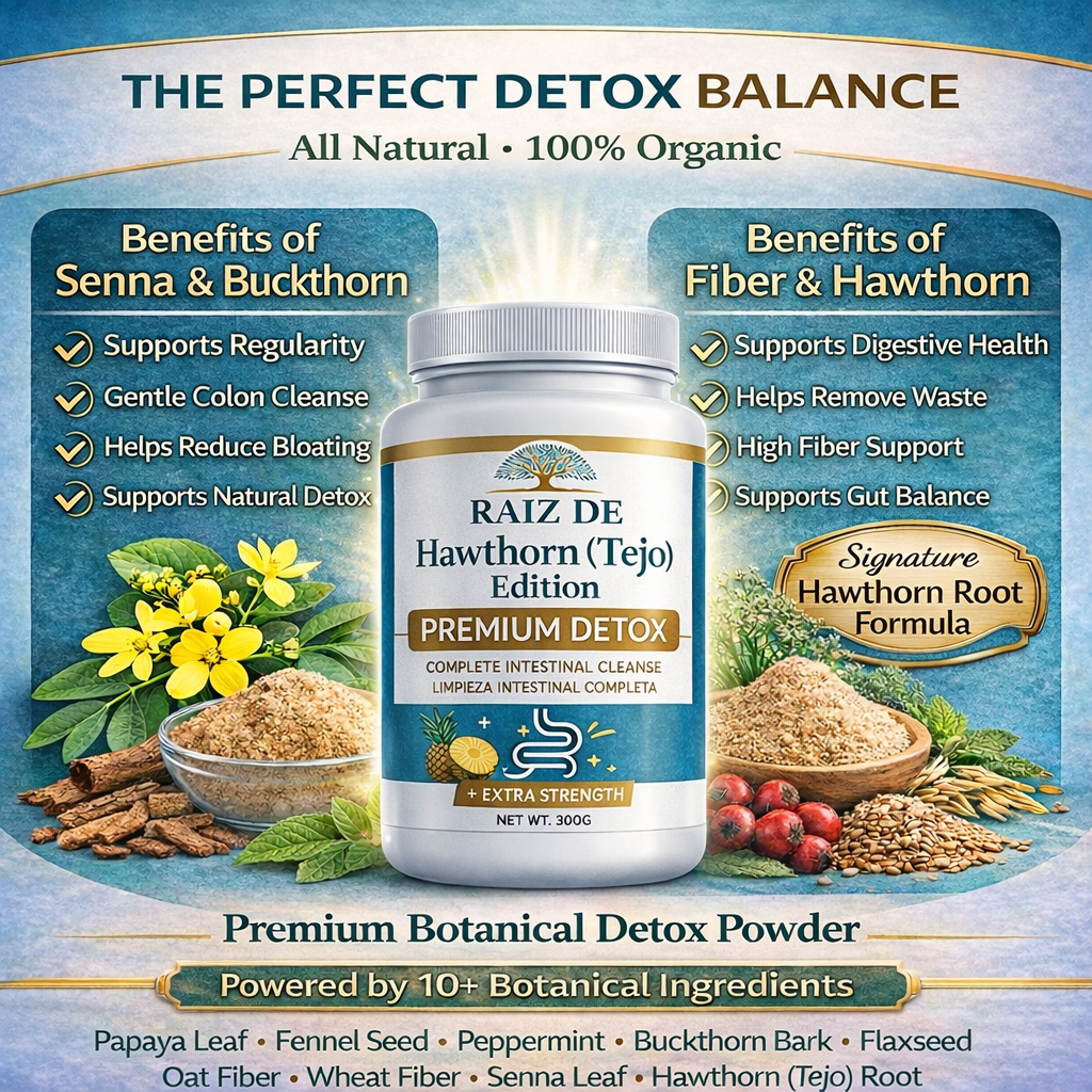 Raiz De Tejocote Inspired Premium Detox Herbal Powder – Hawthorn Edition – Plant-Based Digestive & Gut Support – Pineapple Flavor – All Natural Formula – 300g