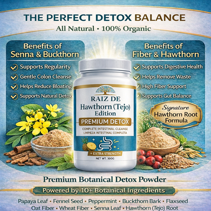 Raiz De Tejocote Inspired Premium Detox Herbal Powder – Hawthorn Edition – Plant-Based Digestive & Gut Support – Pineapple Flavor – All Natural Formula – 300g