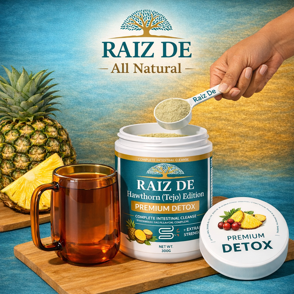 Raiz De Tejocote Inspired Premium Detox Herbal Powder – Hawthorn Edition – Plant-Based Digestive & Gut Support – Pineapple Flavor – All Natural Formula – 300g