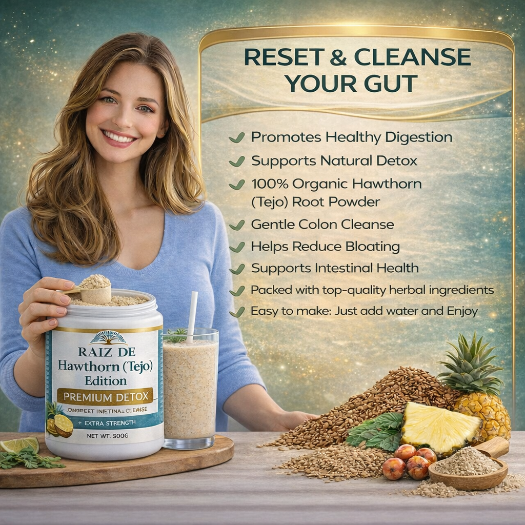 Raiz De Tejocote Inspired Premium Detox Herbal Powder – Hawthorn Edition – Plant-Based Digestive & Gut Support – Pineapple Flavor – All Natural Formula – 300g