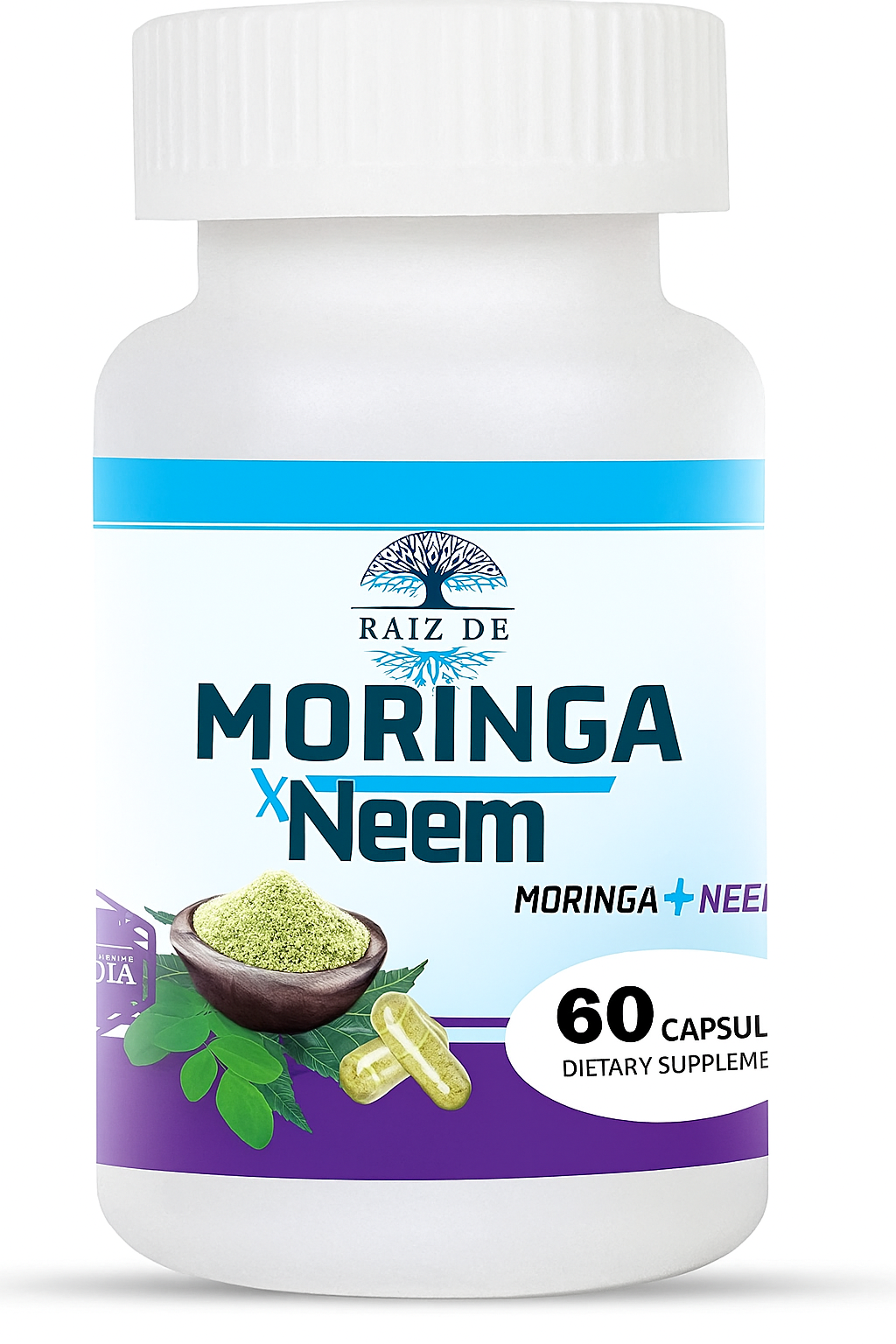 Moringa and Neem Capsules - Rich in Antioxidants Multi Minerals & Vitamins - Green Superfood - Supports Energy, Skin Health, Gut Health and Much More - 30 Days
