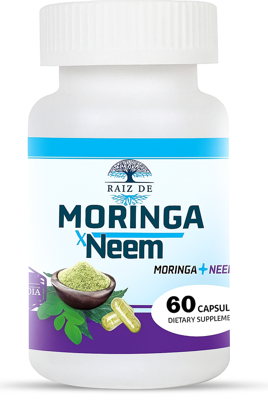 Moringa and Neem Capsules - Rich in Antioxidants Multi Minerals & Vitamins - Green Superfood - Supports Energy, Skin Health, Gut Health and Much More - 30 Days
