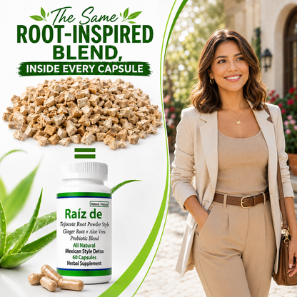 Raíz De Tejocote Style Detox Capsules – Hawthorn, Ginger, Aloe Vera & Probiotics (60 Capsules)